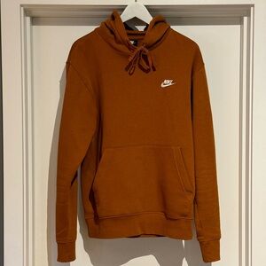 Nike Men's Orange and Brown Hoodie Size Large